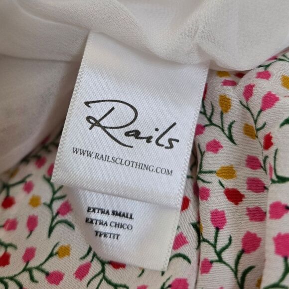 RAILS Renata long sleeve smocked v-neck midi dress in flower vines XS - Picture 6 of 15